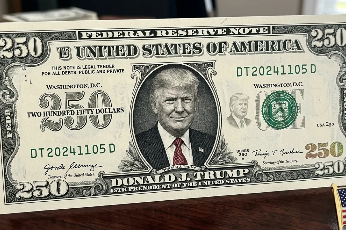 Preparan en Estados Unidos posible billete de 250 dólares con imagen de Donald Trump