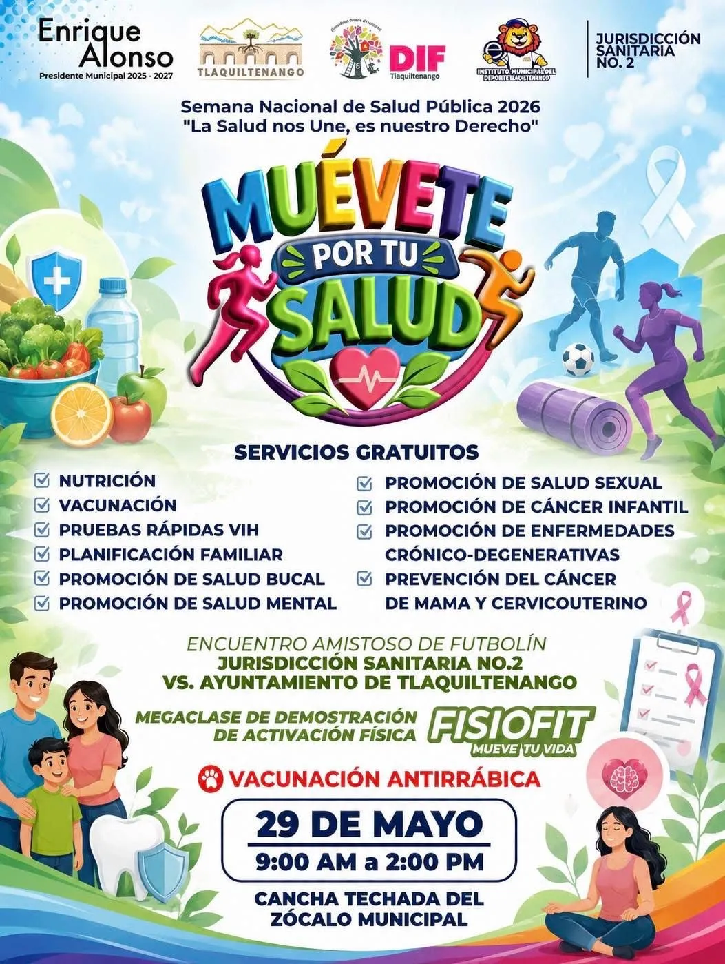 Tlaquiltenango realizará jornada “Muévete por tu Salud” con servicios gratuitos para familias